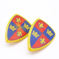 Playmobil 36215 Set of 2 Damaged Yellow Blue and Red Fleur de Lys Shields