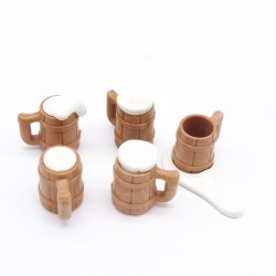 Playmobil 36281 Set of 5 Beer Mugs with Yellowed or Dirty Foam