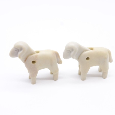 Playmobil 36312 Lot de 2 Moutons Vintage 3412 un peu jaunis et sales