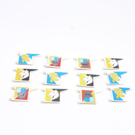 Playmobil 36462 Lot de 12 Drapeaux Vintage Bord Pointe un peu usés