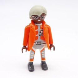 Playmobil 21599 African Man Gray White Orange Orange Vest Secret Agent