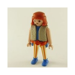 Playmobil 23413 Playmobil Homme Orange Blanc et Bleu Gilet Fourrure Viking