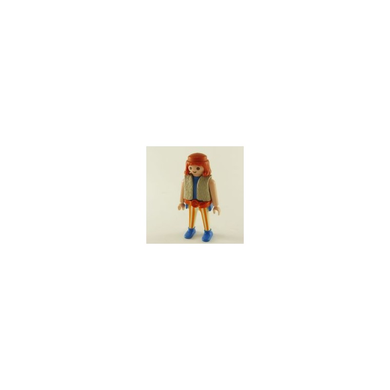 Playmobil 23413 Playmobil Homme Orange Blanc et Bleu Gilet Fourrure Viking