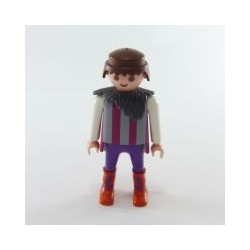 Playmobil 26857 Playmobil Homme Viking Violet et Gris Bottes Oranges Col Fourrure Gris