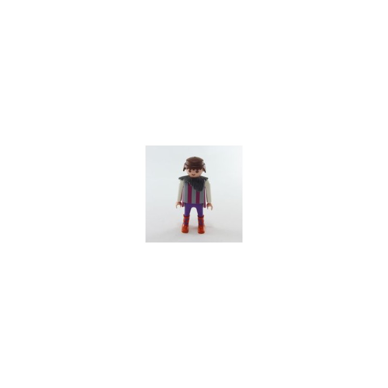 Playmobil 26857 Playmobil Viking Man Purple and Gray Orange Boots Fur Collar Gray