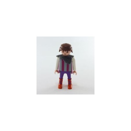 Playmobil 26857 Playmobil Viking Man Purple and Gray Orange Boots Fur Collar Gray