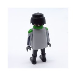 Playmobil Black Gray and Green Man with Green Collar