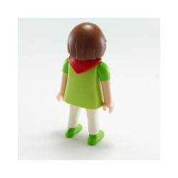 Playmobil Femme Vert Blanc Col Rouge