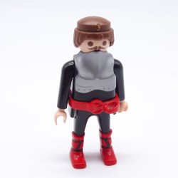 Playmobil 36688 Men Knight Black Red and Silver Viking Boots Red Damaged Hair