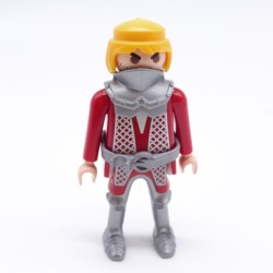 Playmobil 36703 Homme Chevalier Rouge et Argent Armure et Ceinture Grises