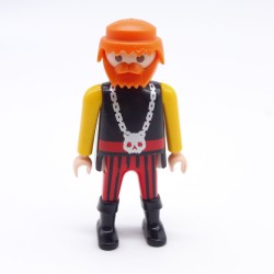 Playmobil 36707 Homme Pirate Noir Rouge et Jaune Barbe Orange
