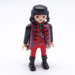 Playmobil 36708 Man Pirate Gray Red and Black with Aubergine Coat