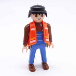 Playmobil 36716 Homme Marron et Bleu Gilet Orange Fluo