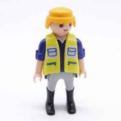 Playmobil 36719 Homme Bleu et Gris Gilet Matelassé Jaune Fluo