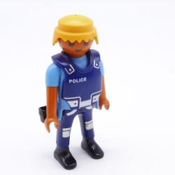 Playmobil 36750 Male Hispanic Police Officer Blue Bulletproof Vest and Eagle Logo Holster