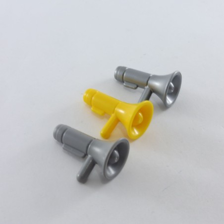 Playmobil 18325 Playmobil Lot de 3 Porte Voix Megaphones Gris Jaune