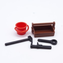 Playmobil 31640 Playmobil Brown Toolbox and Black Tools Red Bucket