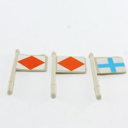 Playmobil 14329 Playmobil Lot de 3 Drapeaux Gris Bateau Pirate Vintage avec Stickers