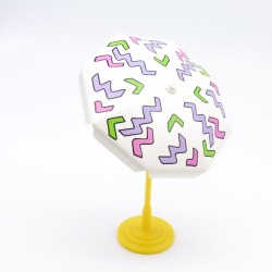 Playmobil 38290 Parasol Blanc Rose Vert Violet Pied Jaune un peu sale