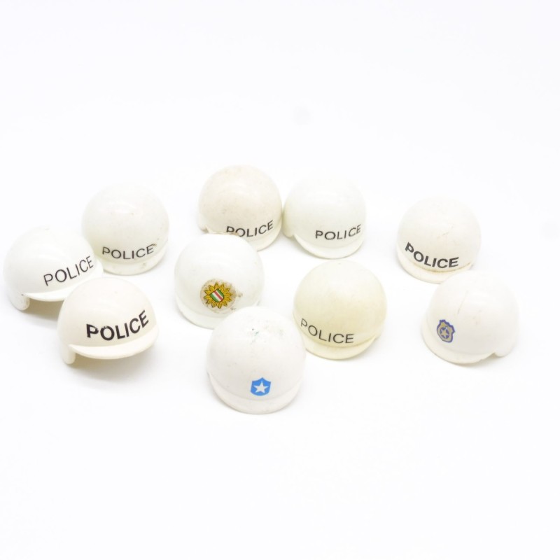 Playmobil 38339 Lot de 10 Casques Blancs Police Vintage Sales ou usés