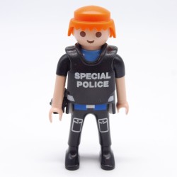 Playmobil 38561 Homme Policier Noir et Bleu Gilet Pareballe Holster