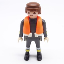 Playmobil 38568 Homme Pompier Gris Blanc et Jaune Gilet Sauvetage Orange