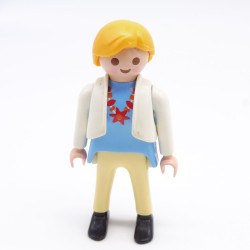 Playmobil 38576 Femme Moderne Bleu et Jaune avec Gilet Blanc un peu usée