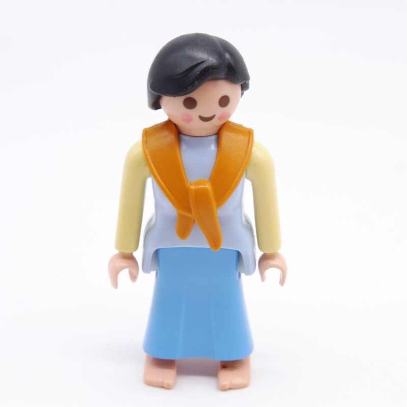 Playmobil 38578 Femme Robe Bleue et Foulard Orange Pieds Nus