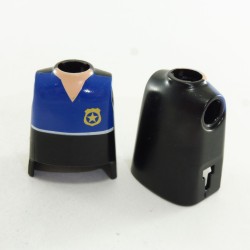 Playmobil 20861 Playmobil Batch of 2 Busts Black and Blue Police