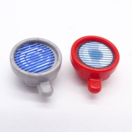 Playmobil 38637 Lot de 2 Spots Rouge et Gris rond pour Camion Voiture Jeep
