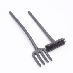 Playmobil 39096 Lot de 2 Outils Balai et Fourche Gris Foncé