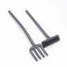 Playmobil 39096 Lot de 2 Outils Balai et Fourche Gris Foncé