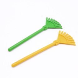Playmobil 39097 Lot de 2 Outils Rateaux de Jardinier Vert et Jaune