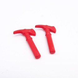 Playmobil 39105 Lot de 2 Petites Haches Pompier Rouges 4821 4825 5097 5397 5651 5663