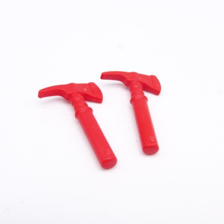 Playmobil 39105 Lot de 2 Petites Haches Pompier Rouges 4821 4825 5097 5397 5651 5663
