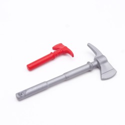 Playmobil 39162 Lot de 2 Haches Pompier Gris et Rouge 5097 5337 5361 5362 5363 5397