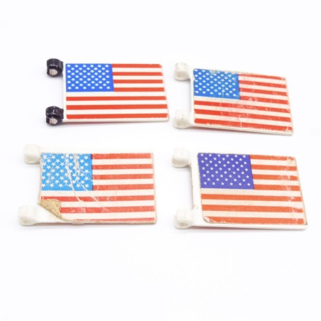 Playmobil 4062 Lot de 4 Drapeaux Nordistes Vintage Usés