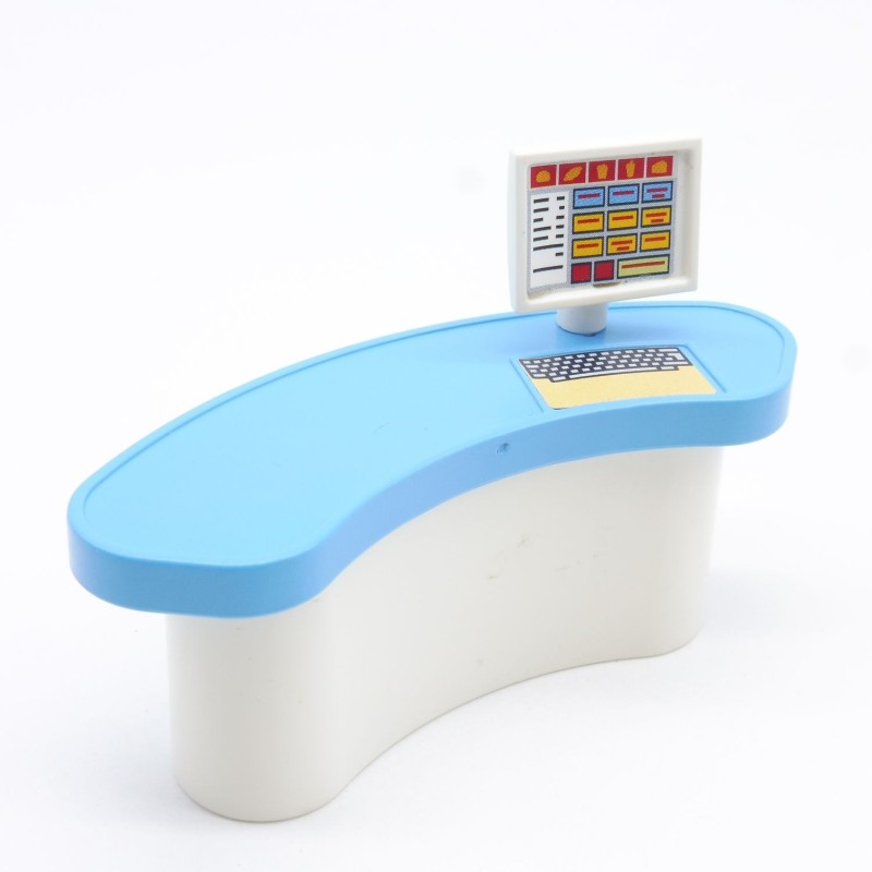 Playmobil 39531 Comptoir Blanc et Bleu avec Ordinateur 5265 70084