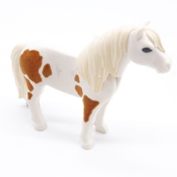 Playmobil 39577 Poney Blanc et Marron un peu sale