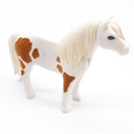 Playmobil 39577 Poney Blanc et Marron un peu sale