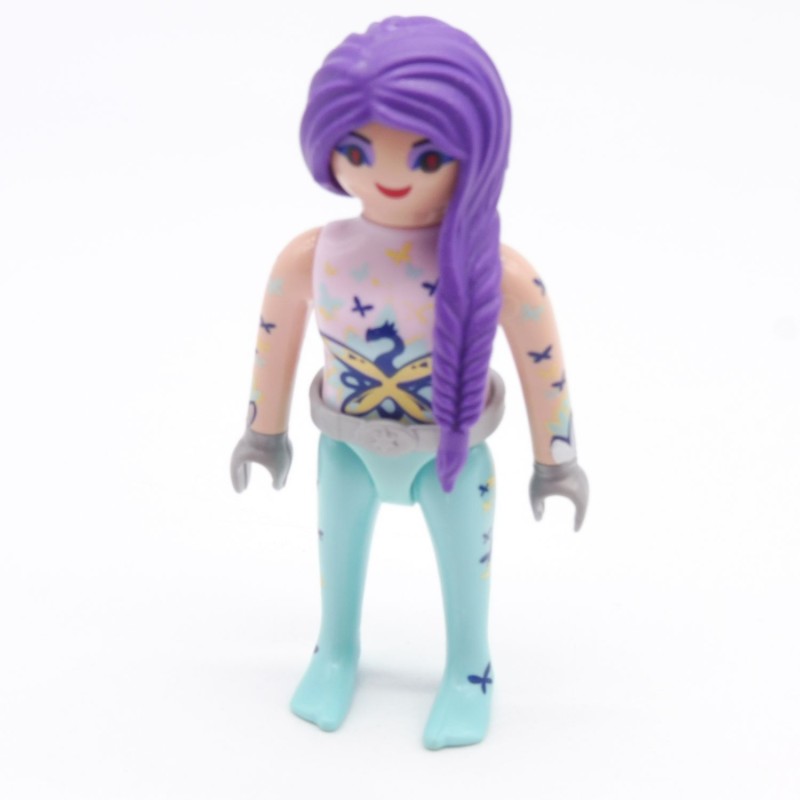 Playmobil 39734 Femme Fée Bleue Cheveux Violets Gants Argents 70299