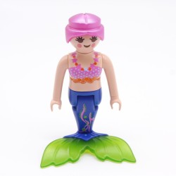Playmobil 39736 Femme Sirène Bleu queue Verte Cheveux Roses 70096