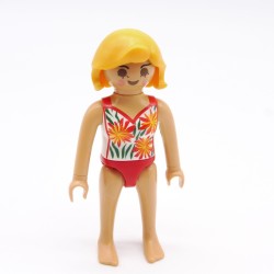 Playmobil 39773 Femme Bronzée Sous Vêtements Blancs et Rouges à fleurs Corps fin