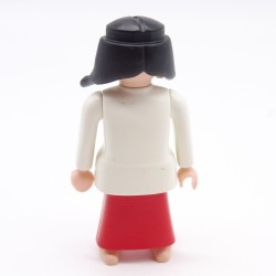 Playmobil 39791 Femme Robe Rouge et Blanche Col Bleu Pieds Nus Boucles Oreilles