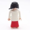 Playmobil 39791 Femme Robe Rouge et Blanche Col Bleu Pieds Nus Boucles Oreilles