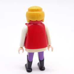 Playmobil 39795 Femme Mauve Blanc à Pois Rouges Gilet Rouge 3763 Jaunie