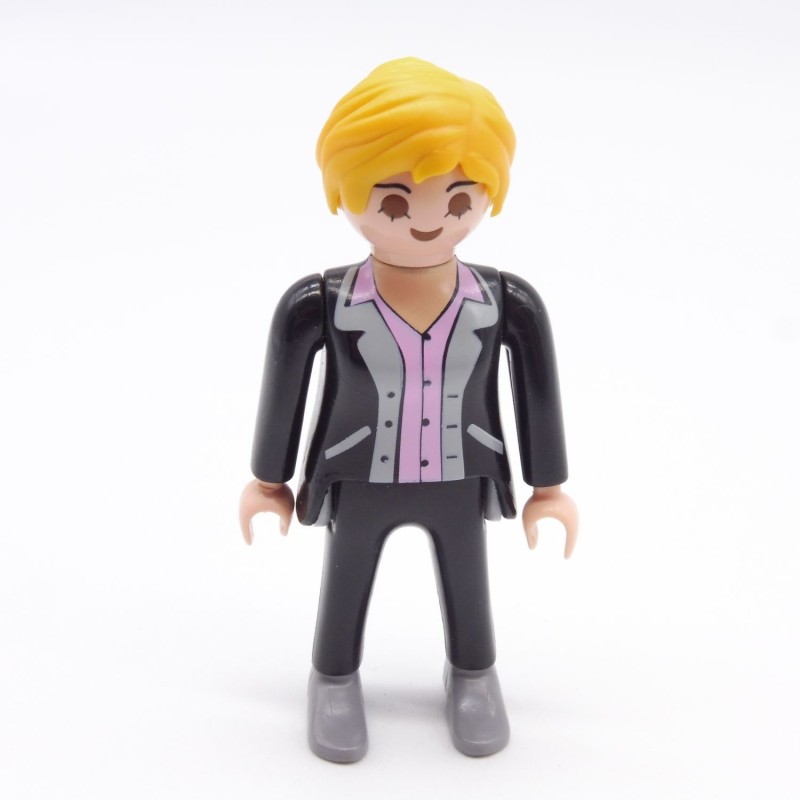 Playmobil 39809 Femme Moderne Costume Noir Gris et Rose Chaussures Grises