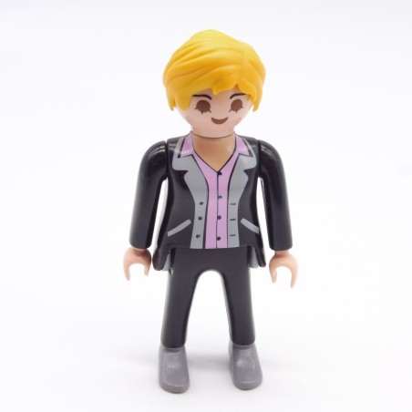 Playmobil 39809 Femme Moderne Costume Noir Gris et Rose Chaussures Grises