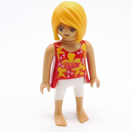 Playmobil 39825 Femme Moderne Rouge fleurs Jaunes Bermuda Blanc Pieds Nus 6020
