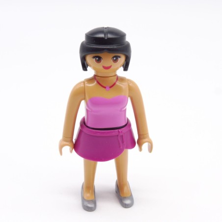Playmobil 39831 Femme Rose et Noir Mini Jupe Violette Corps Fin